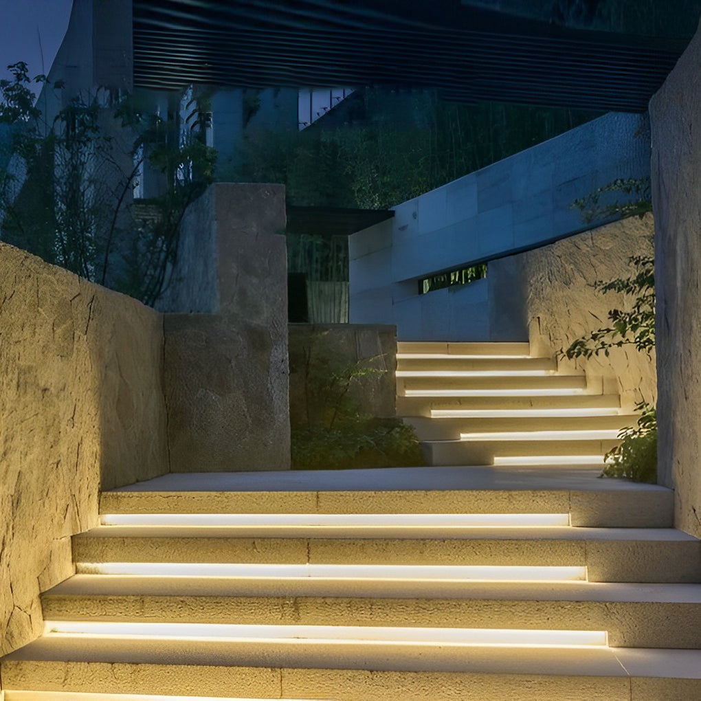 24v waterproof flat led strip lights with recessed silicone for step and deck lighting side emitting design