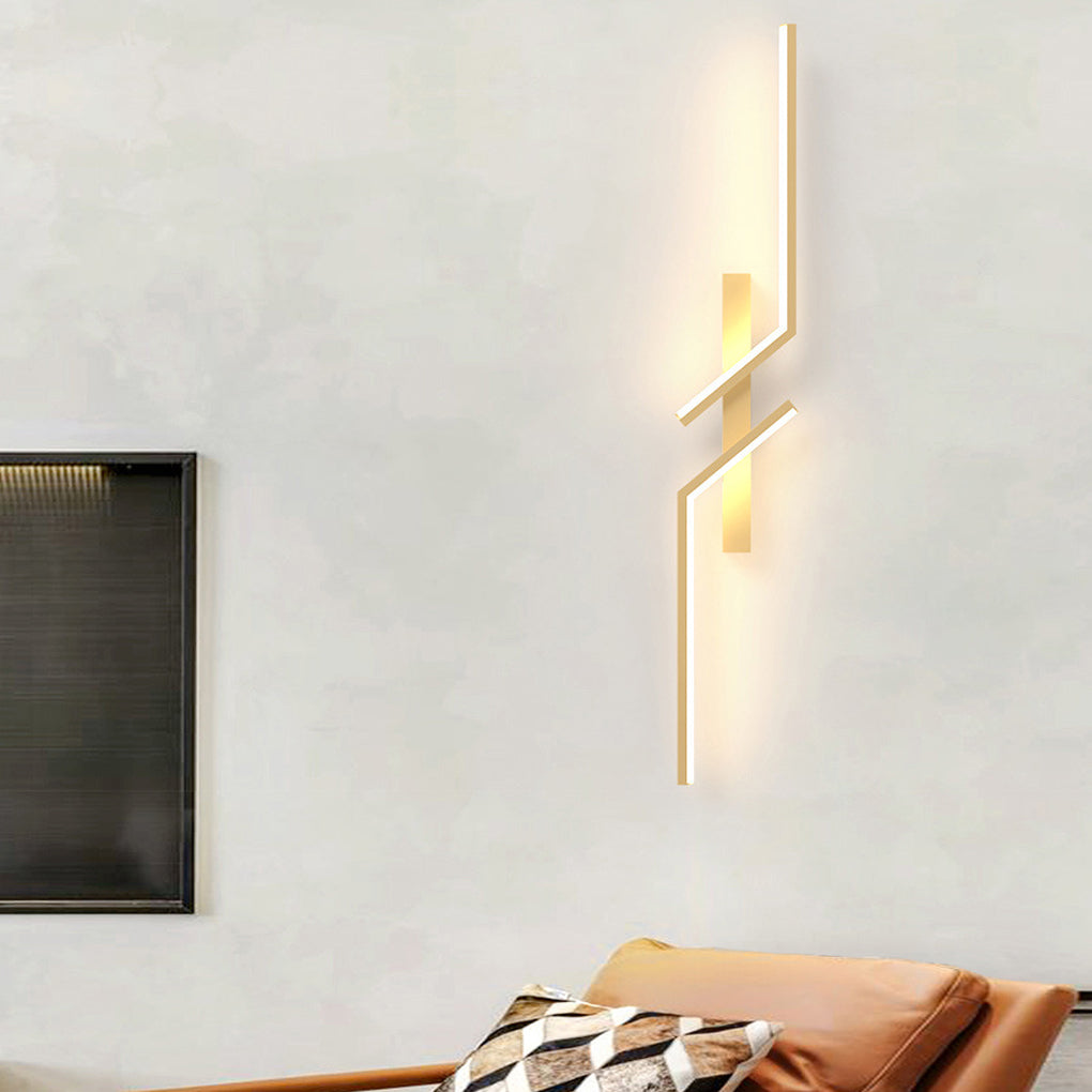 Irregular Symmetrical L-Shape Linear Wall Sconce — Aluminum, LED, 7W–20W, 3000K Warm White, Black or Gold