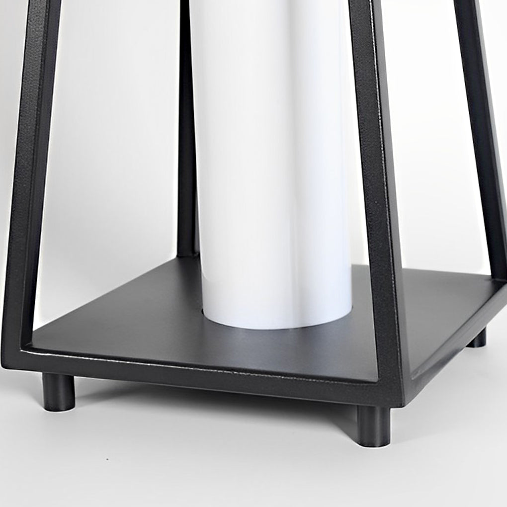 Modern Retro Portable Outdoor Floor Lantern — Galvanized Steel & Acrylic, Black, LED 12W 3000K, IP Weatherproof, 8"×18"