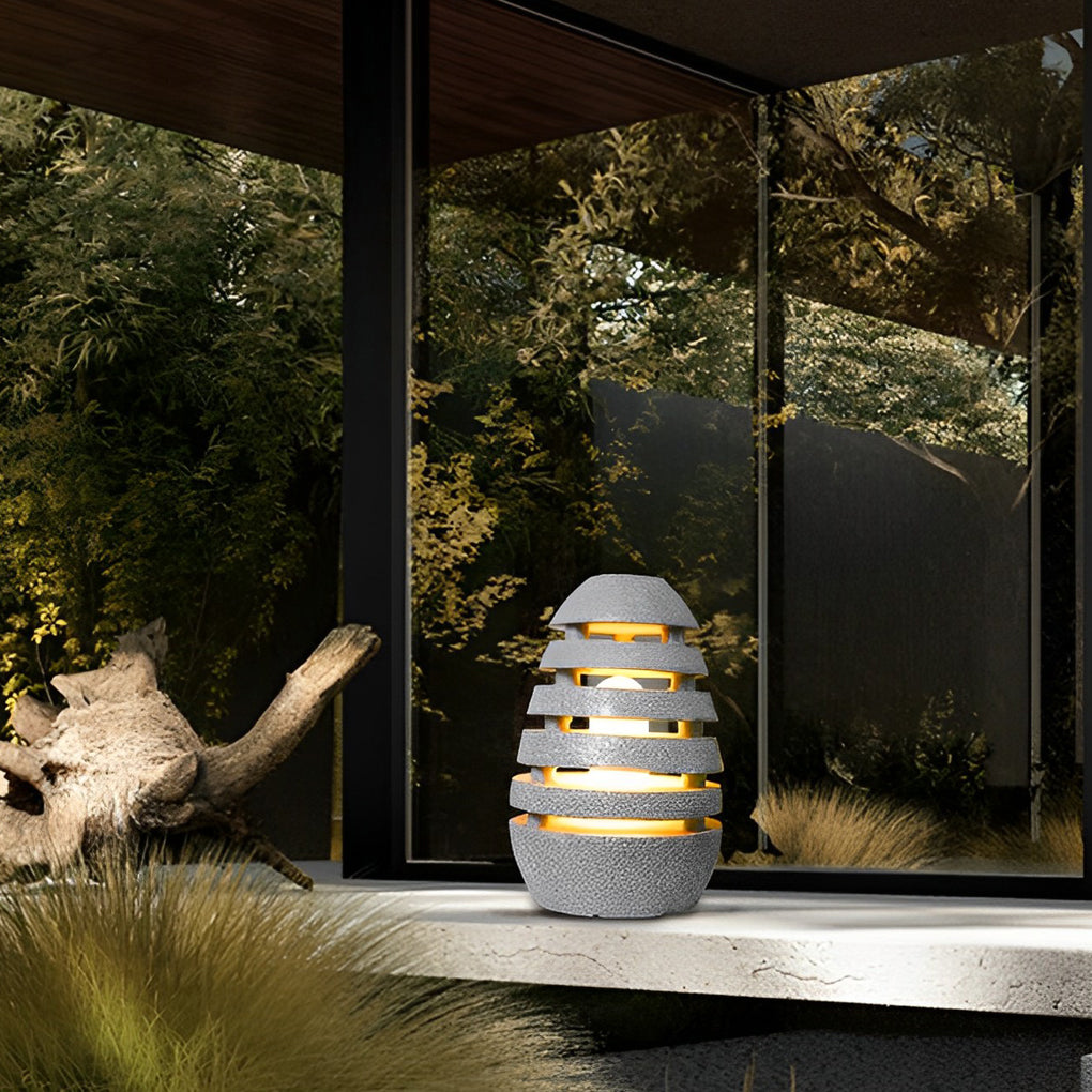 Egg-Shaped Outdoor LED Lawn Light — Resin & Acrylic, IP54 Waterproof, E27, 3000K Warm White