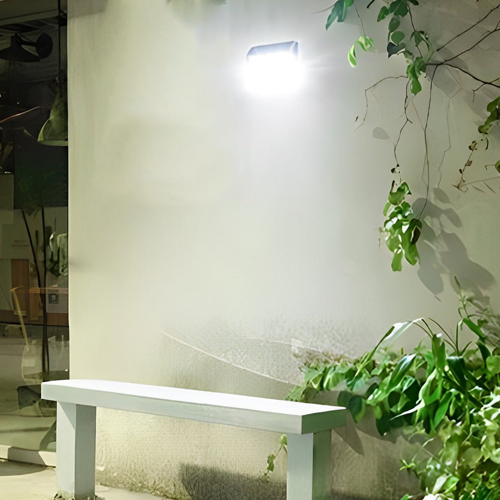 Rectangular Solar Outdoor Wall Sconce — Stainless Steel, LED, Motion Sensor, IP65, 4-Mode, 6500K