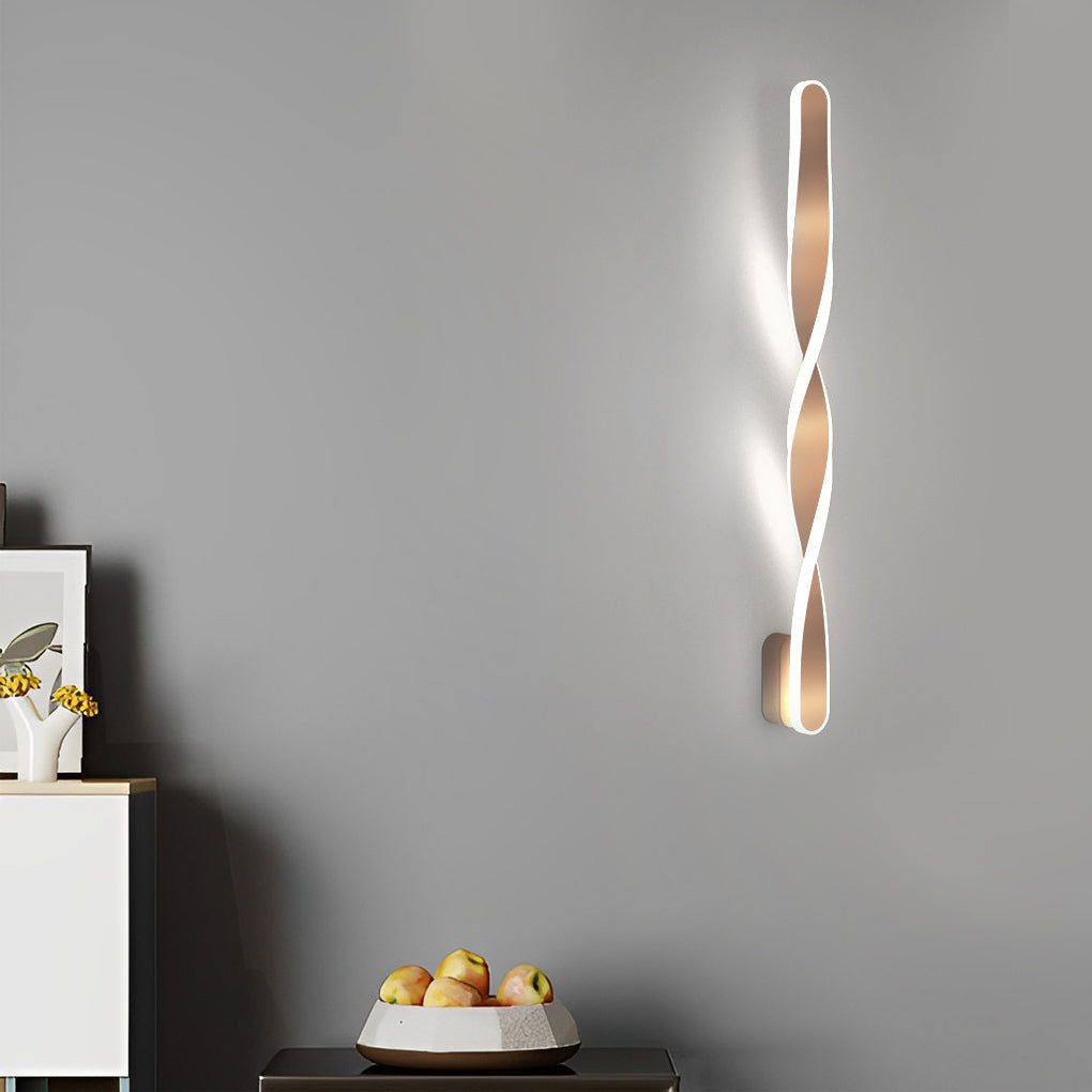 Minimalist Spiral Linear Wall Sconce — Aluminum with Silicone LED Strip, 29W, 28"
