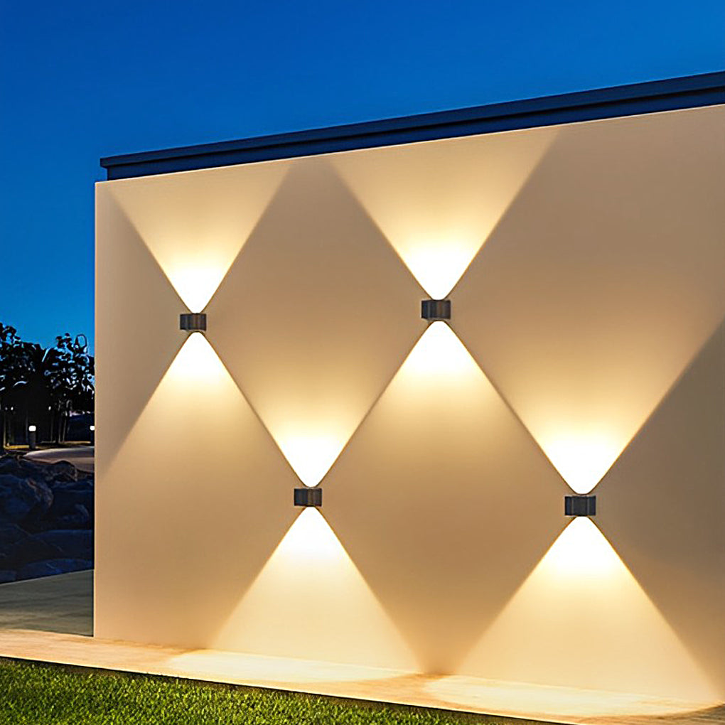 Modern Black Solar Up/Down Outdoor Wall Sconce — PVC & Acrylic, LED 3000K, IP54, 5W Panel
