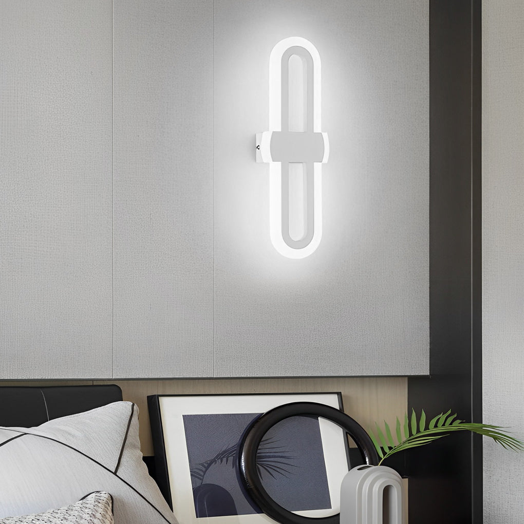 Rounded Rectangular Geometric LED Wall Sconce — Iron, 15W, 3000K / 6000K, 4.7" × 14.4"