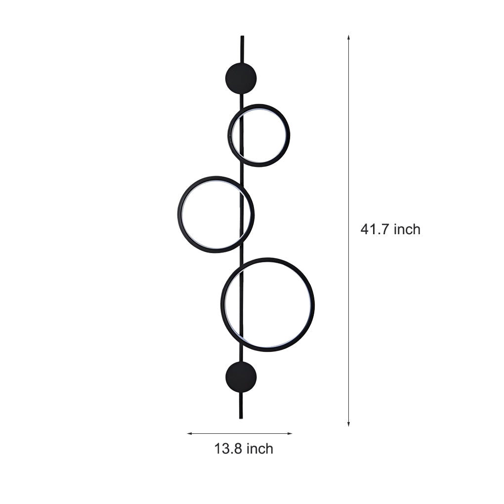 Circular LED Strip Wall Sconce — Black Iron, 37W, 3000K Warm White, 41.7" Wide