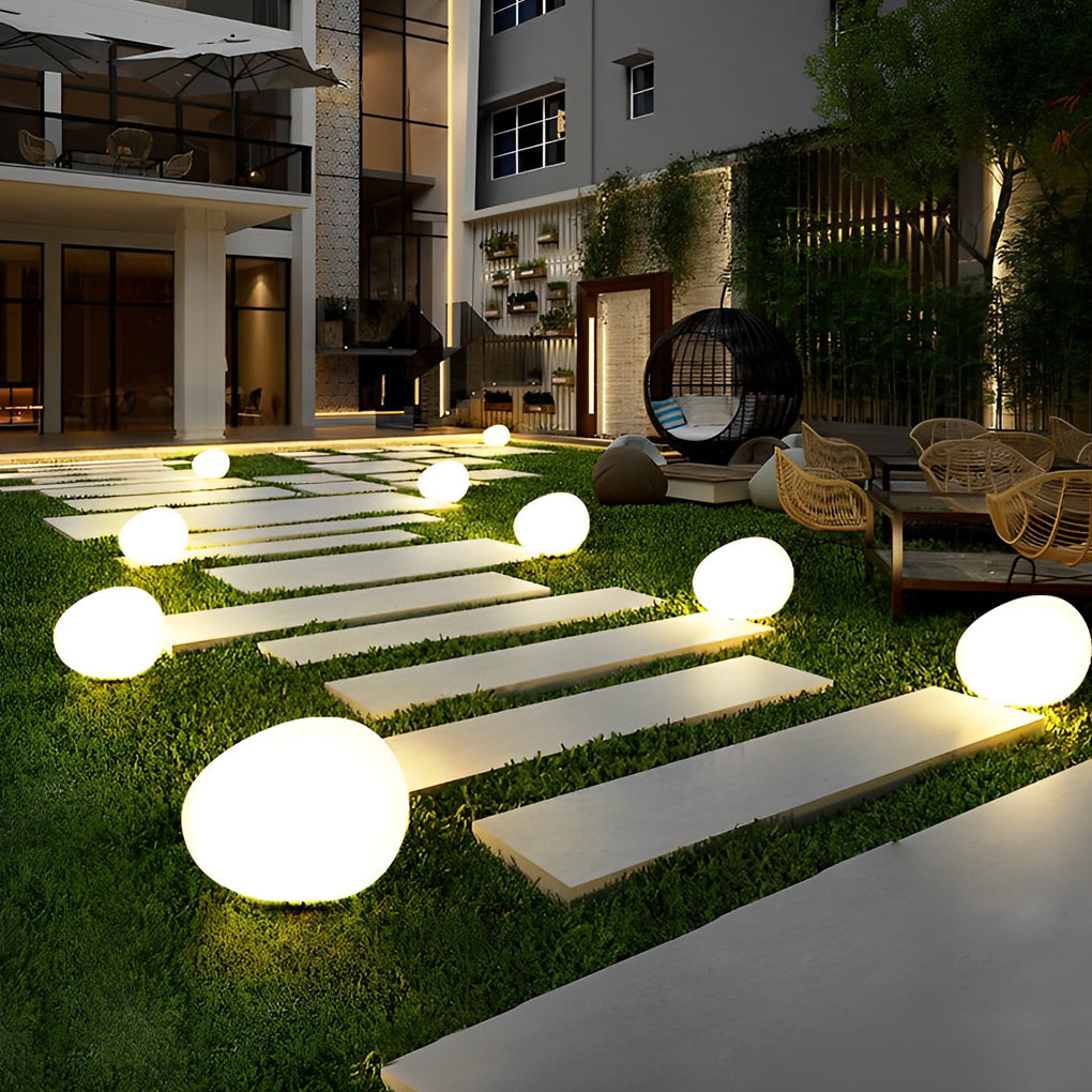 Adjustable Cobblestone Outdoor Landscape Lamp — PE, Hardwired LED, 3-Color Dimming (3000K / 4500K / 6000K), E27