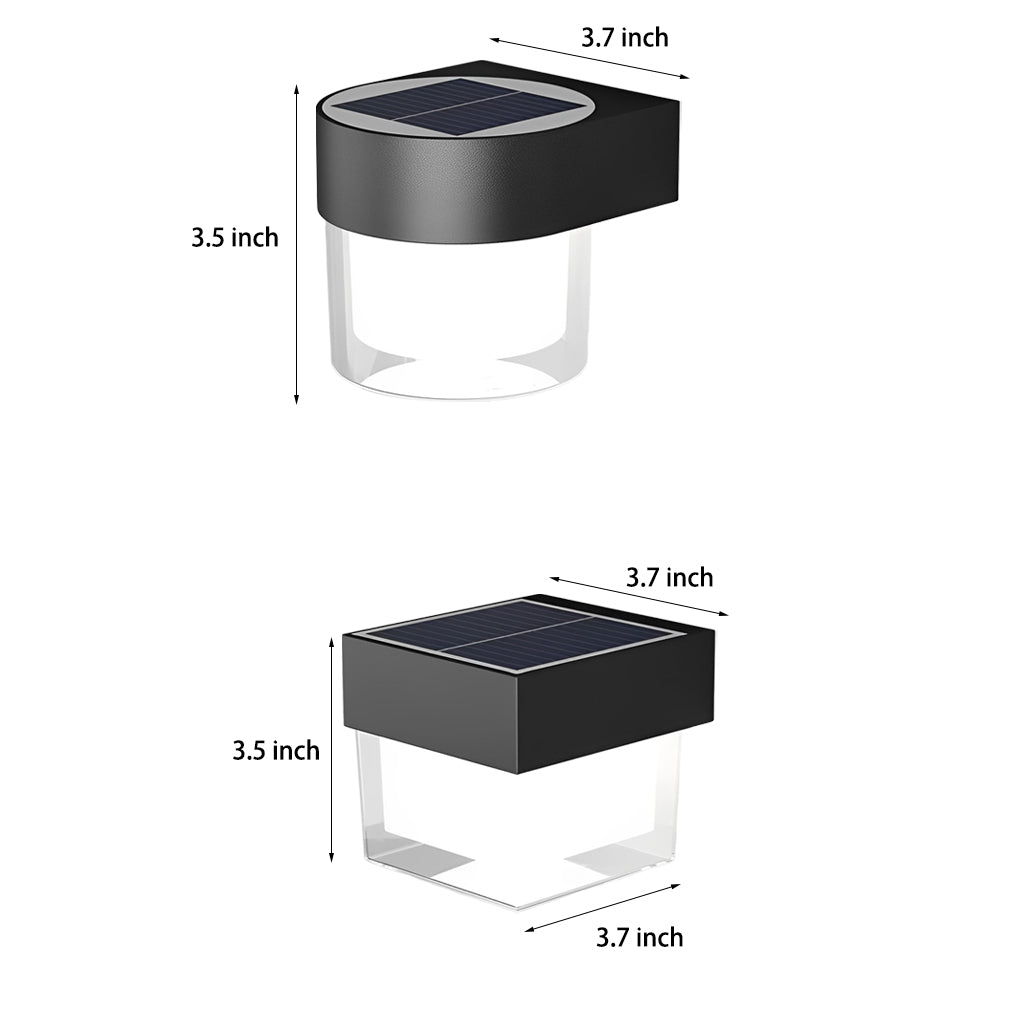 Minimalist Solar Outdoor Wall Sconce — Black Iron, LED Weatherproof, Square or Round