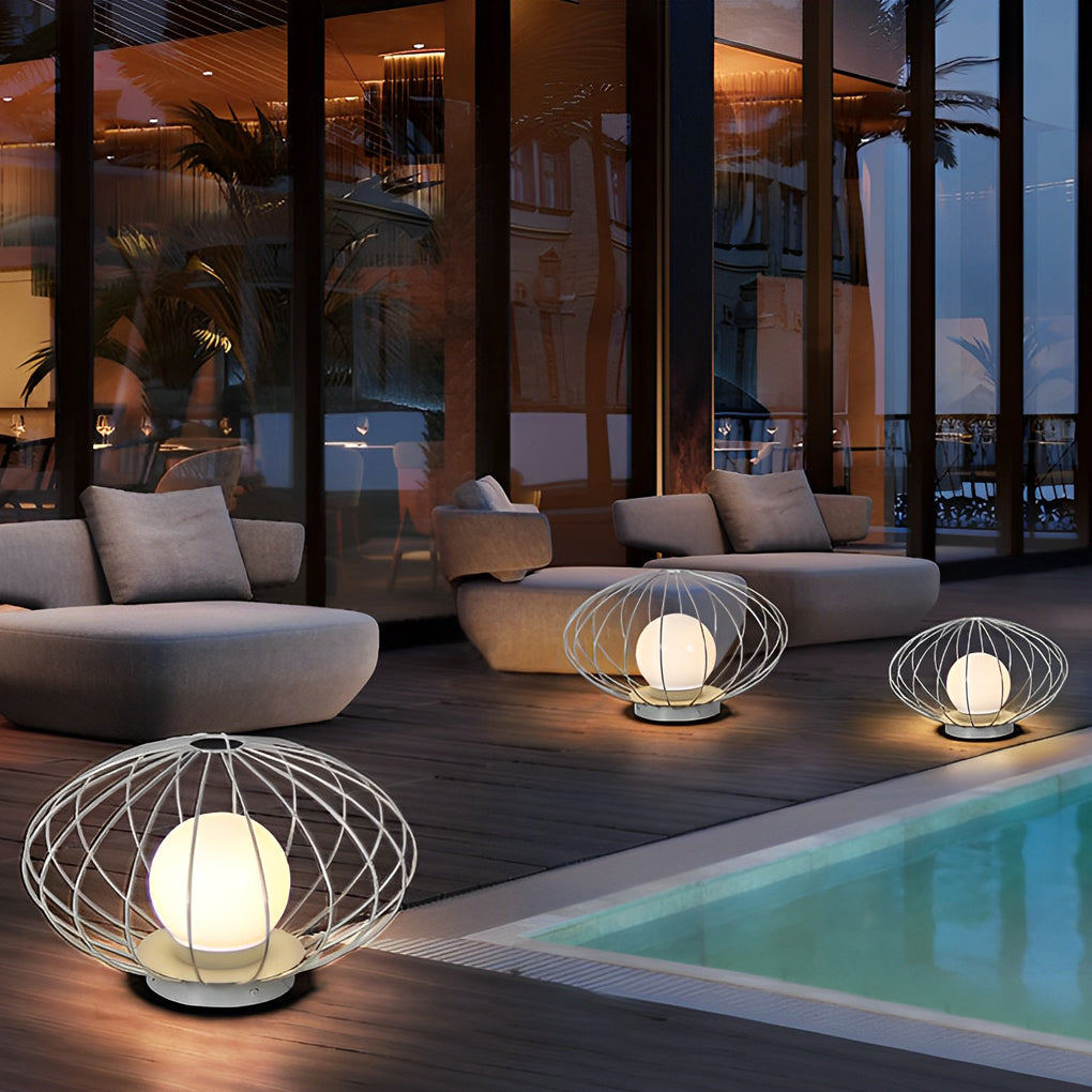 Mushroom Cage Outdoor Lawn Light — Galvanized Steel & Acrylic, 5W LED, IP65 Weatherproof, 3000K Warm White