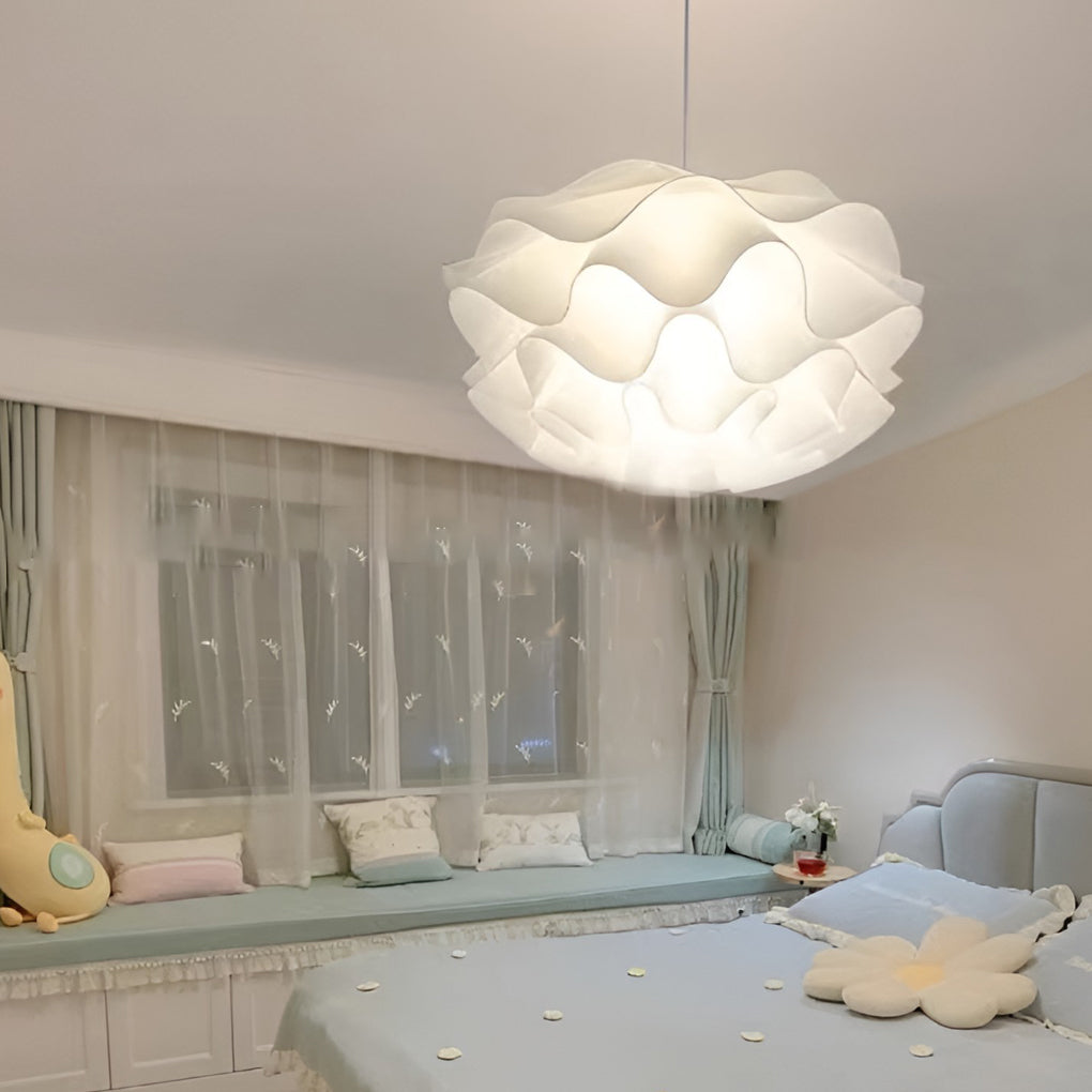 Flower-Shape Chandelier — White Acrylic, Three-Step Dimming LED, 3000K–6000K