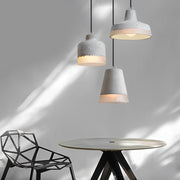 Minimalist Industrial Pendant Light — Resin Cement, Conical / Cylindrical / Drum, E27, 3000K Warm White