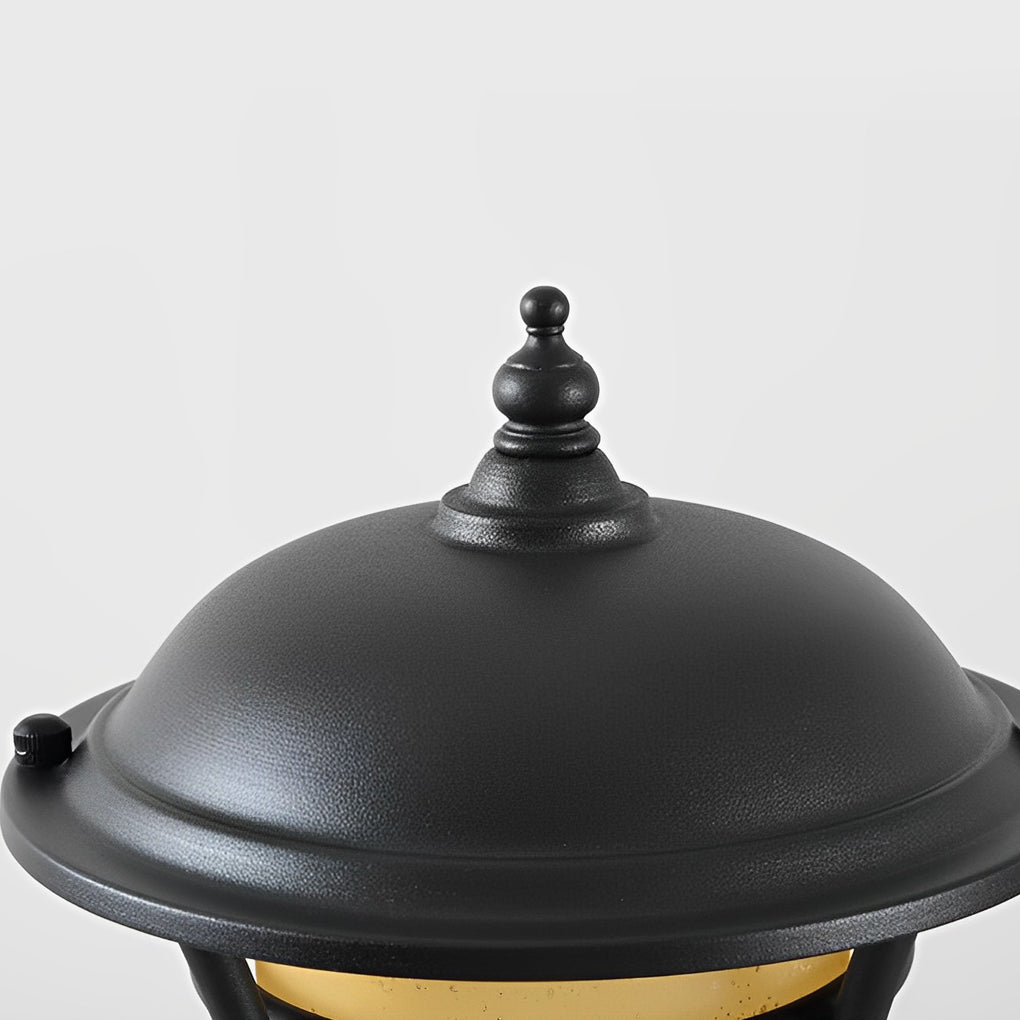 Classic English Outdoor Post Light — Black Iron and Glass, LED E27, 9W, 3000K, 15"/23"/43"