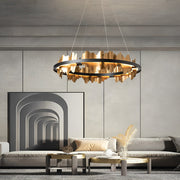 Postmodern Textured Metal Chandelier — Gold or Black, Stepless Dimming, 3000K–6000K, 24" or 31"