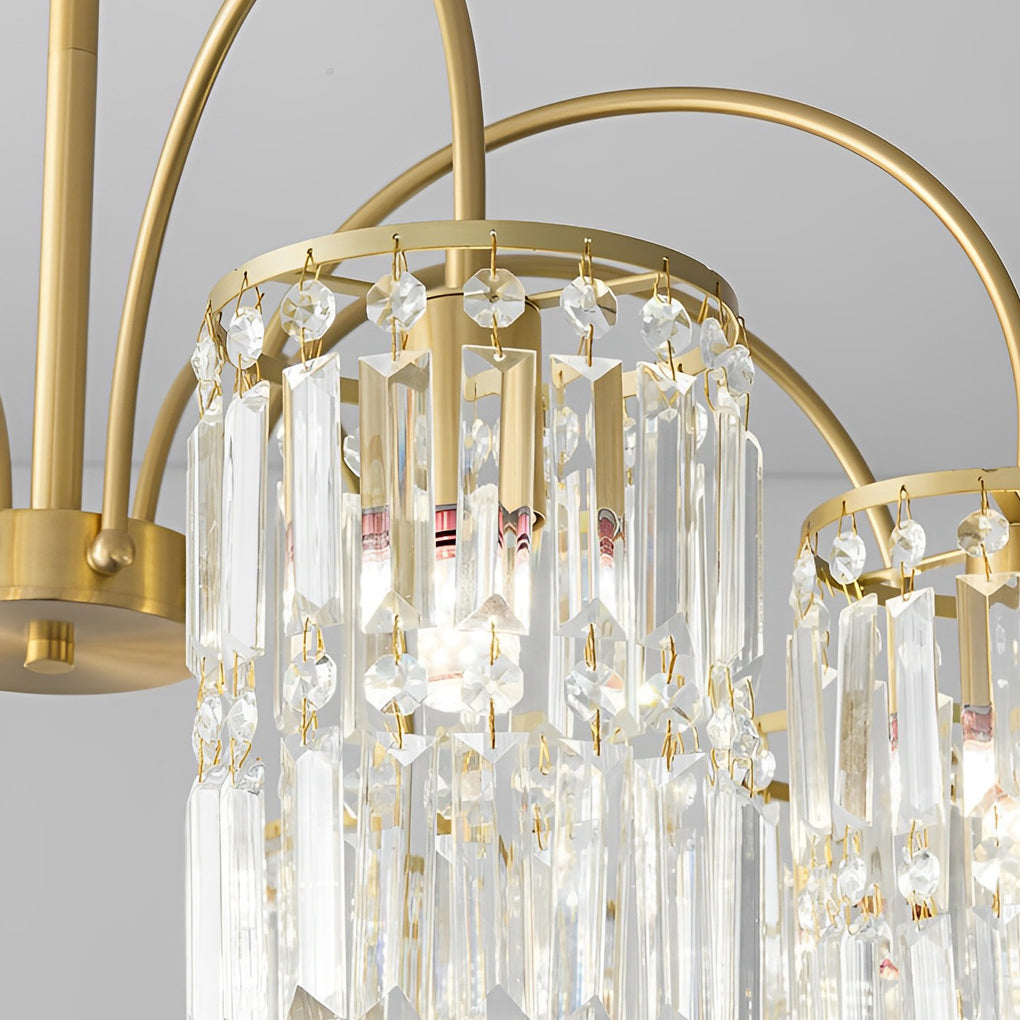 Postmodern Crystal Chandelier — Copper Arms, K9 Crystal Shade, 4 to 10-Light, E27