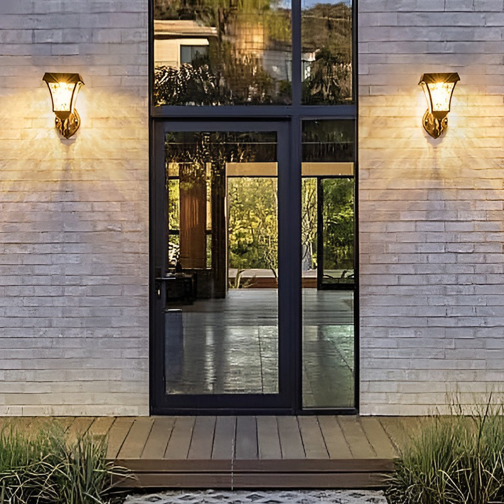 Modern Outdoor Solar Wall Sconce — Die-Cast Aluminum, LED, Touch Control, 360° Waterproof, 9"W