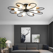 Flower Semi Flush-Mount Ceiling Light — Iron, 33.1" Diameter, Black or Gold Finish