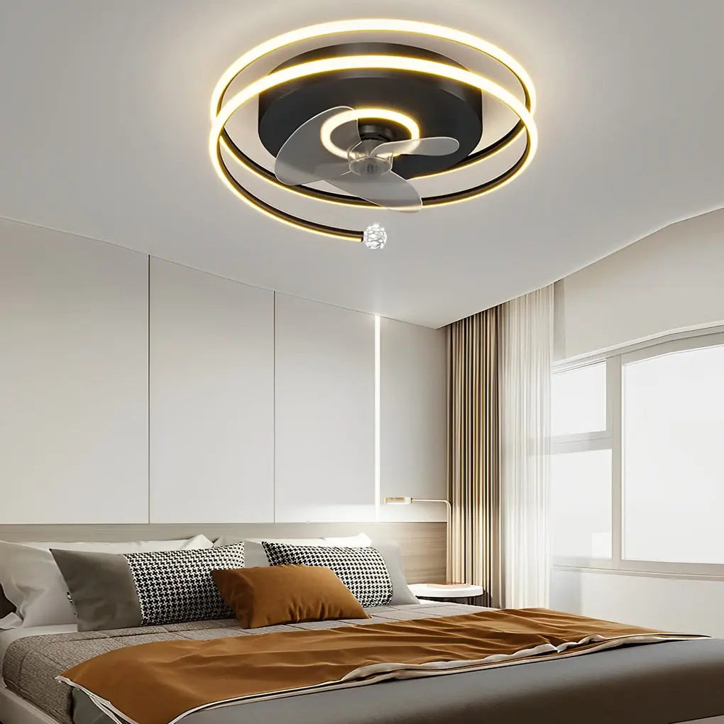 Nordic Minimalist Circular Bladeless Ceiling Fan with Mute LED Lights Luxe