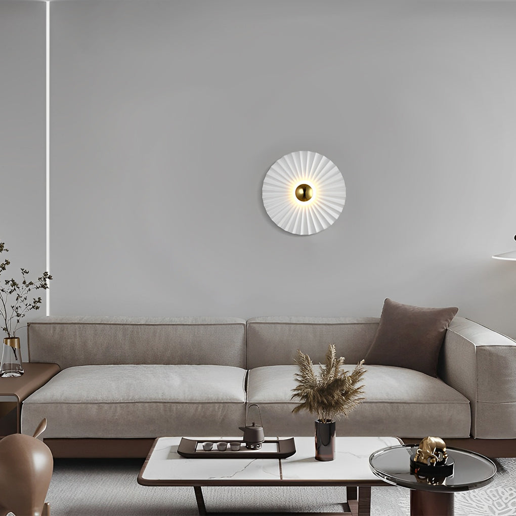Round Lotus Leaf LED Wall Sconce — White Iron, Hardwired, 3000K Warm White, Available in 9.8", 11.8", or 15.7"