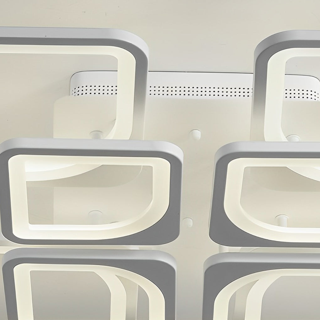 Modern Square LED Semi-Flush Mount — Iron and Acrylic, 5- or 8-Light, Remote Control, Stepless Dimming, 3000K–6000K