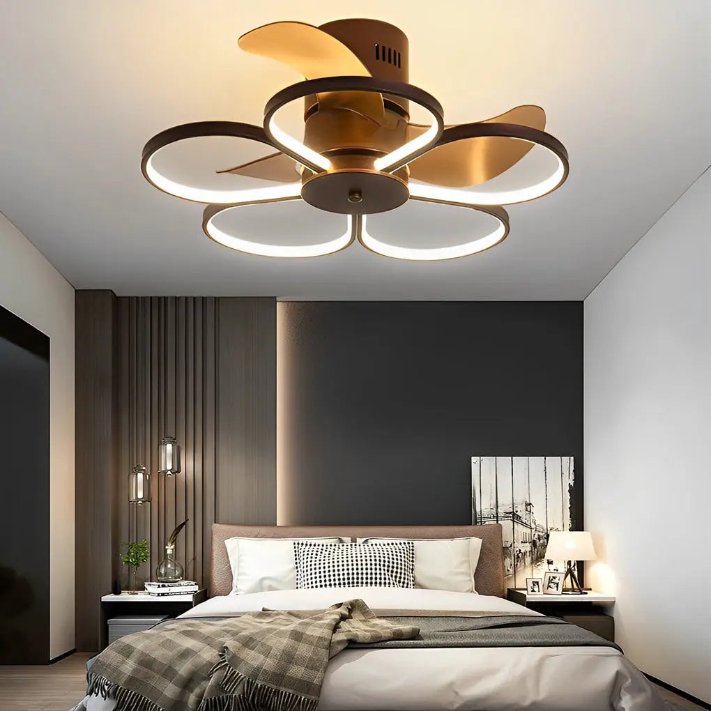 Modern Bladeless Ceiling Fan Lamp with Intelligent Dimmable LED and Silent Operation - Flower Design Luxe
