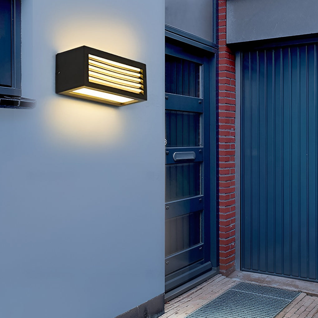 Modern Rectangular Outdoor Wall Sconce — Black Die-Cast Aluminum, 12W LED, Waterproof