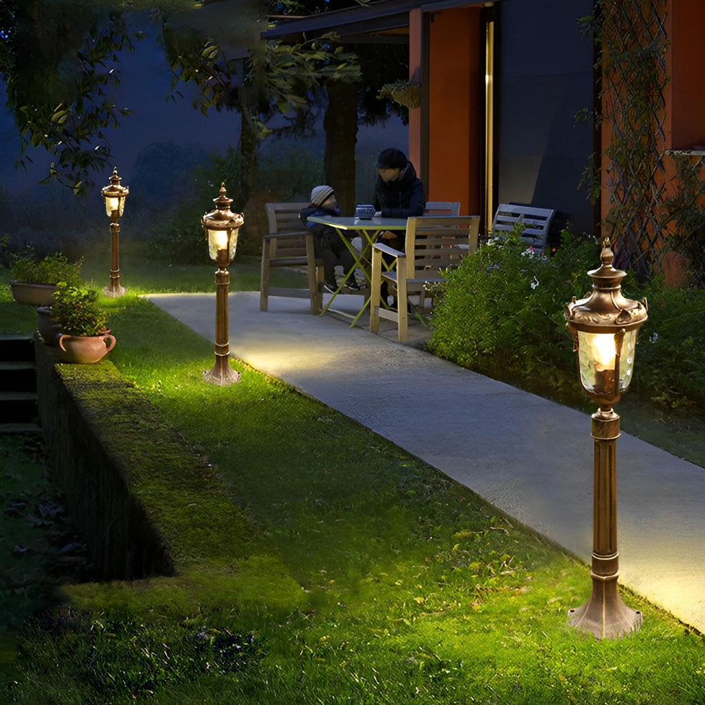 Industrial Outdoor Post Light — Die-Cast Aluminum and Glass, E27, 33" Height, Waterproof, Black / Bronze