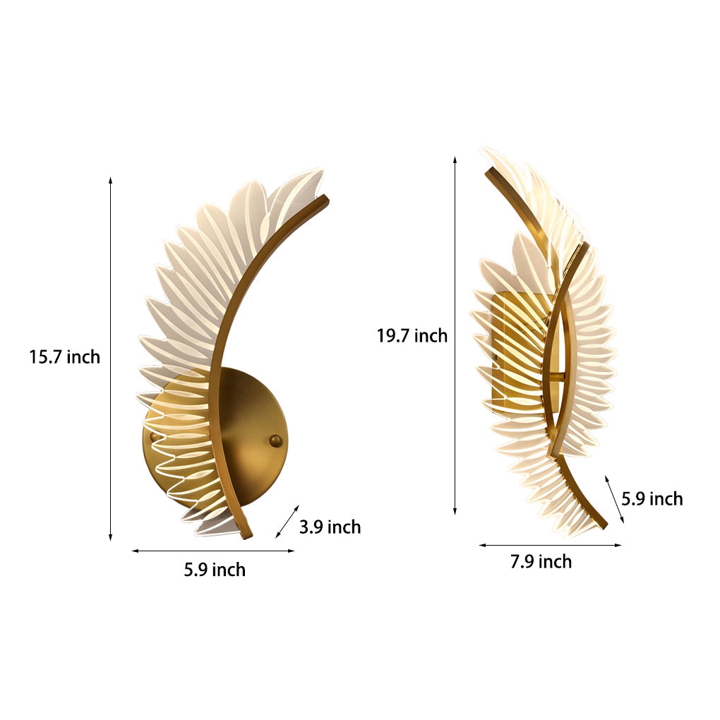 Postmodern Feather & Acrylic Leaf Wall Sconce — Copper, LED, Three-Step Dimming, 3000K / 4000K / 6000K