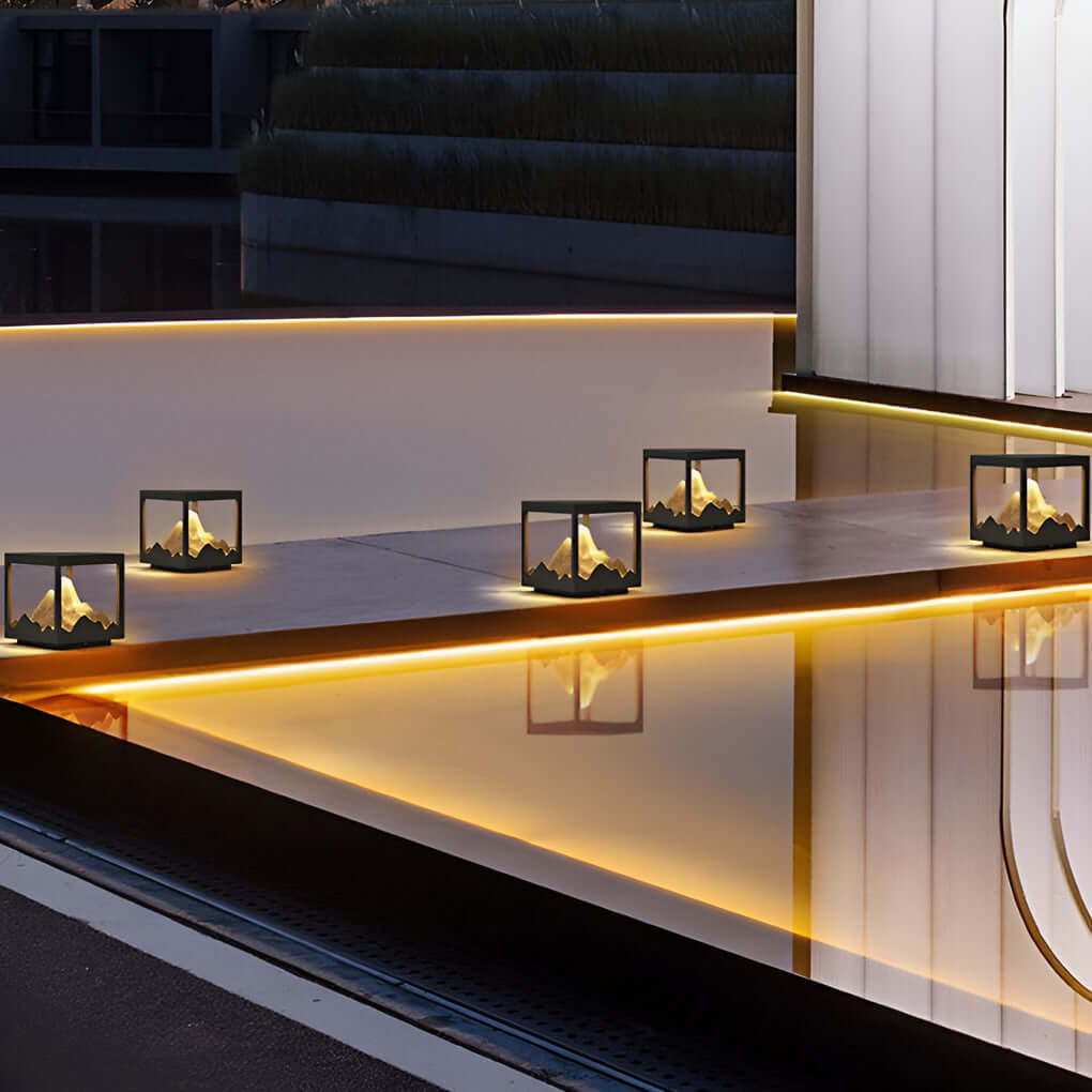 waterproof outdoor solar decorative column light for mountain landscapes