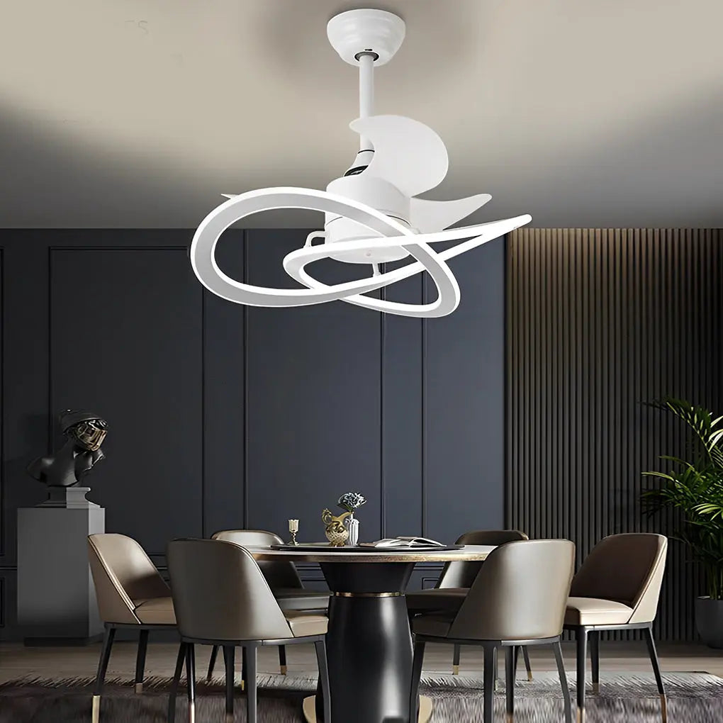Nordic Bladeless Ceiling Fans with Waves Flower LED, Mute Function, and Creative Timing Luxe