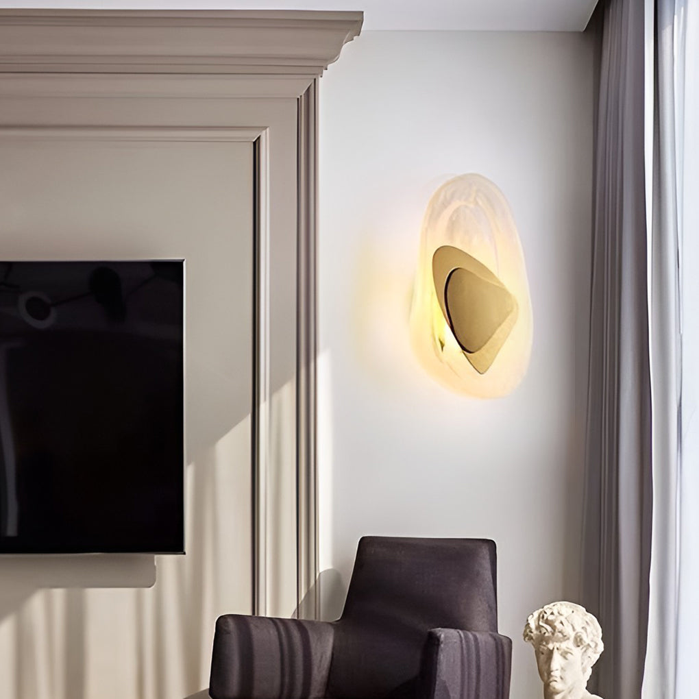 Modern Glass Wall Sconce — Wrought Iron, Three-Step Dimming, LED, Gold or Black