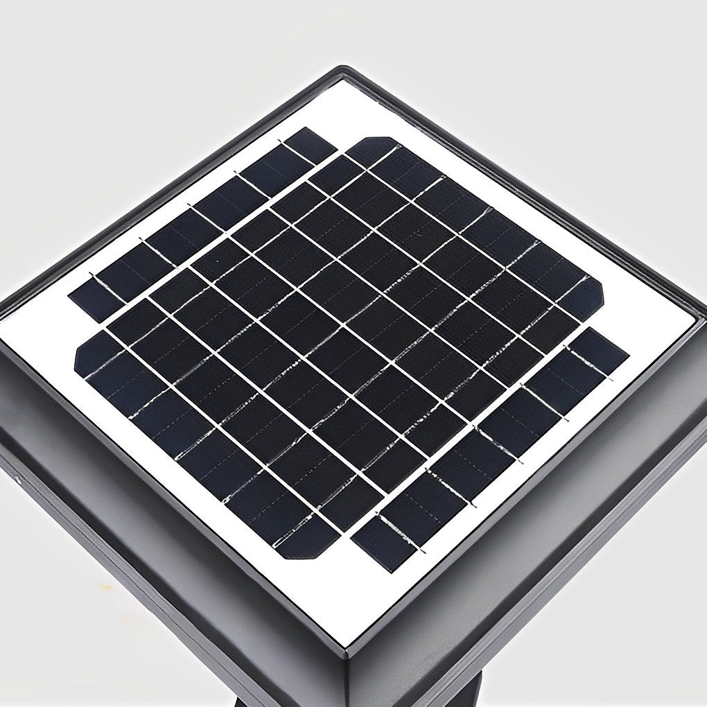 Retro Square Solar Fence Post Light — Matte Black Aluminum, LED, IP65, 3000K / 6000K, 12" × 12" × 18"