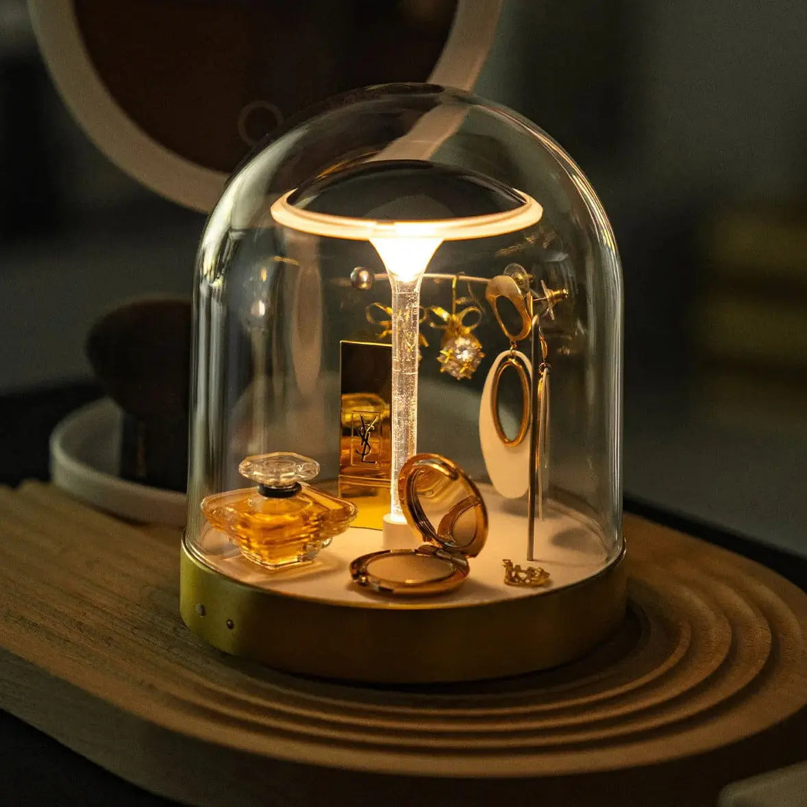 LED Decorative Table Lamp with Fairy Tale Glass Dome for Ambient Lighting Luxe