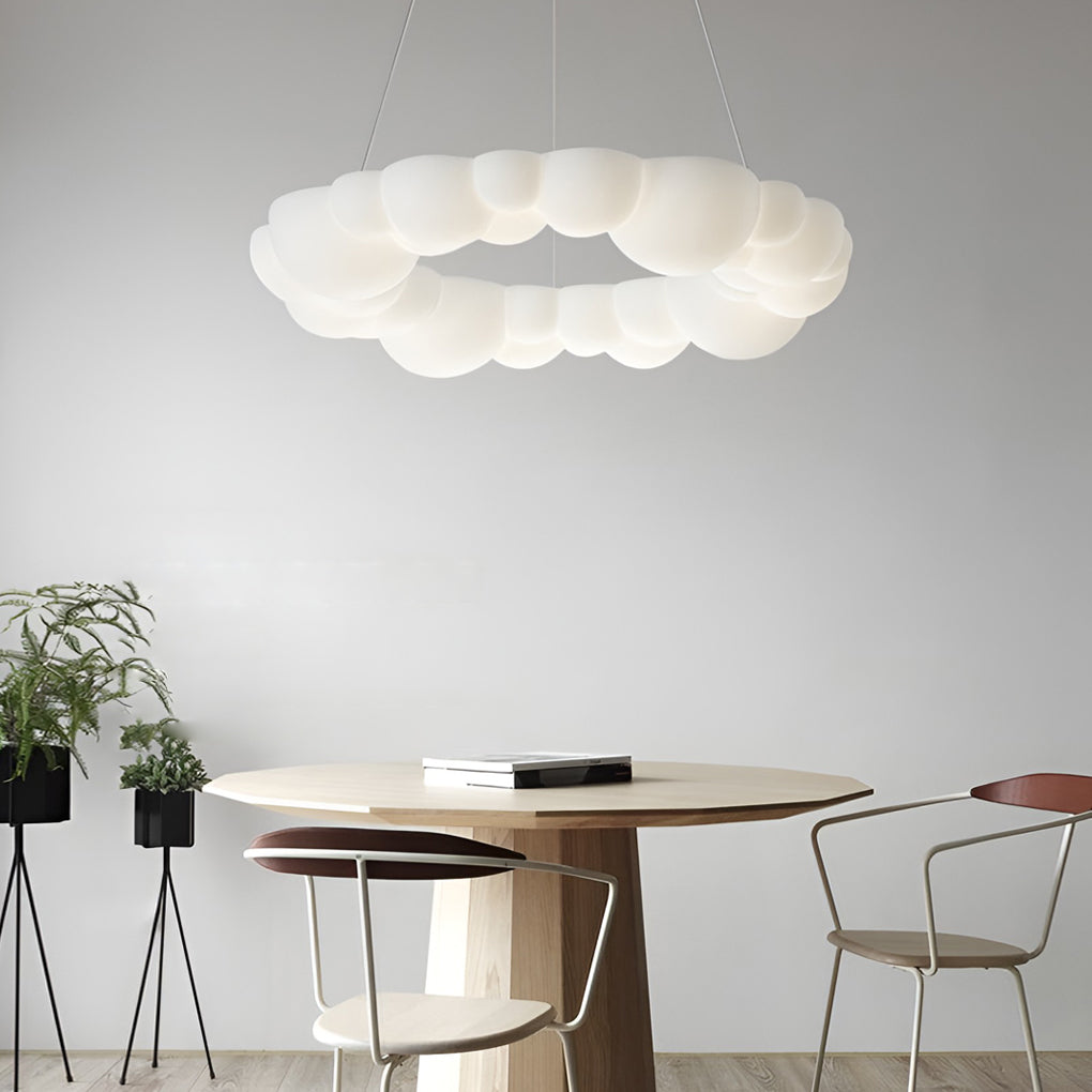 Bubble Cloud LED Flush Mount — Iron & PE, 19.3" Diameter, 72W Stepless Dimming, Remote Control