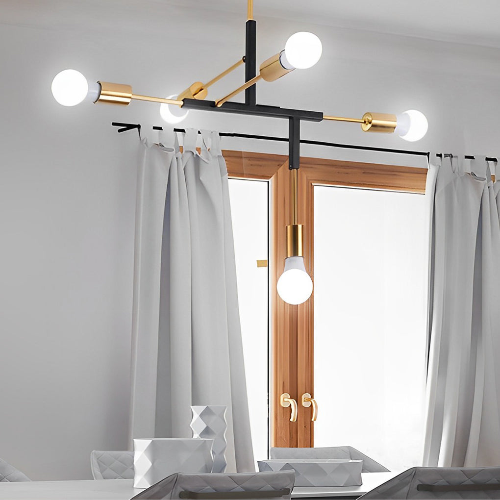 Irregular Branch Modern Chandelier — Electroplated Iron with Copper Arms, 5-Light LED, 33" Diameter