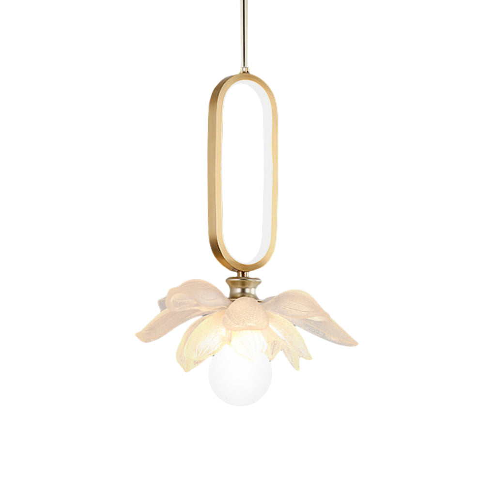 Lotus Flower Mini Pendant — Resin, Hand-Carved, LED, 11" × 15.7", Pink / Blue / Transparent