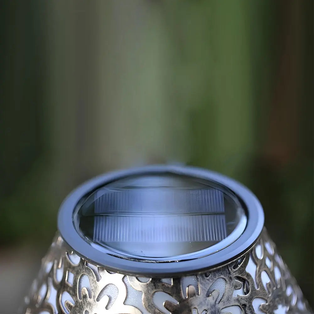 LED Waterproof Outdoor Table Lamp - Solar Silver Metal Design Luxe