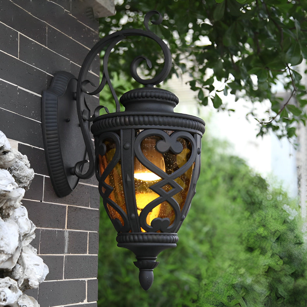Retro Bubble Glass Outdoor Wall Sconce — Die-Cast Aluminum, E27, IP33 Waterproof
