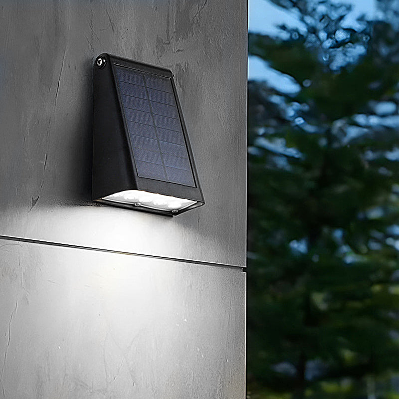 Modern Adjustable Solar Wall Sconce — Black ABS, LED, 90° Adjustable, Dual-Brightness, IP65 Weatherproof