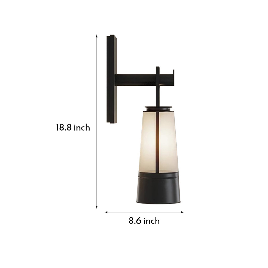 Modern Minimalist Wall Sconce — Black Iron, Glass Shade, 12W LED E27, 3000K Hardwired