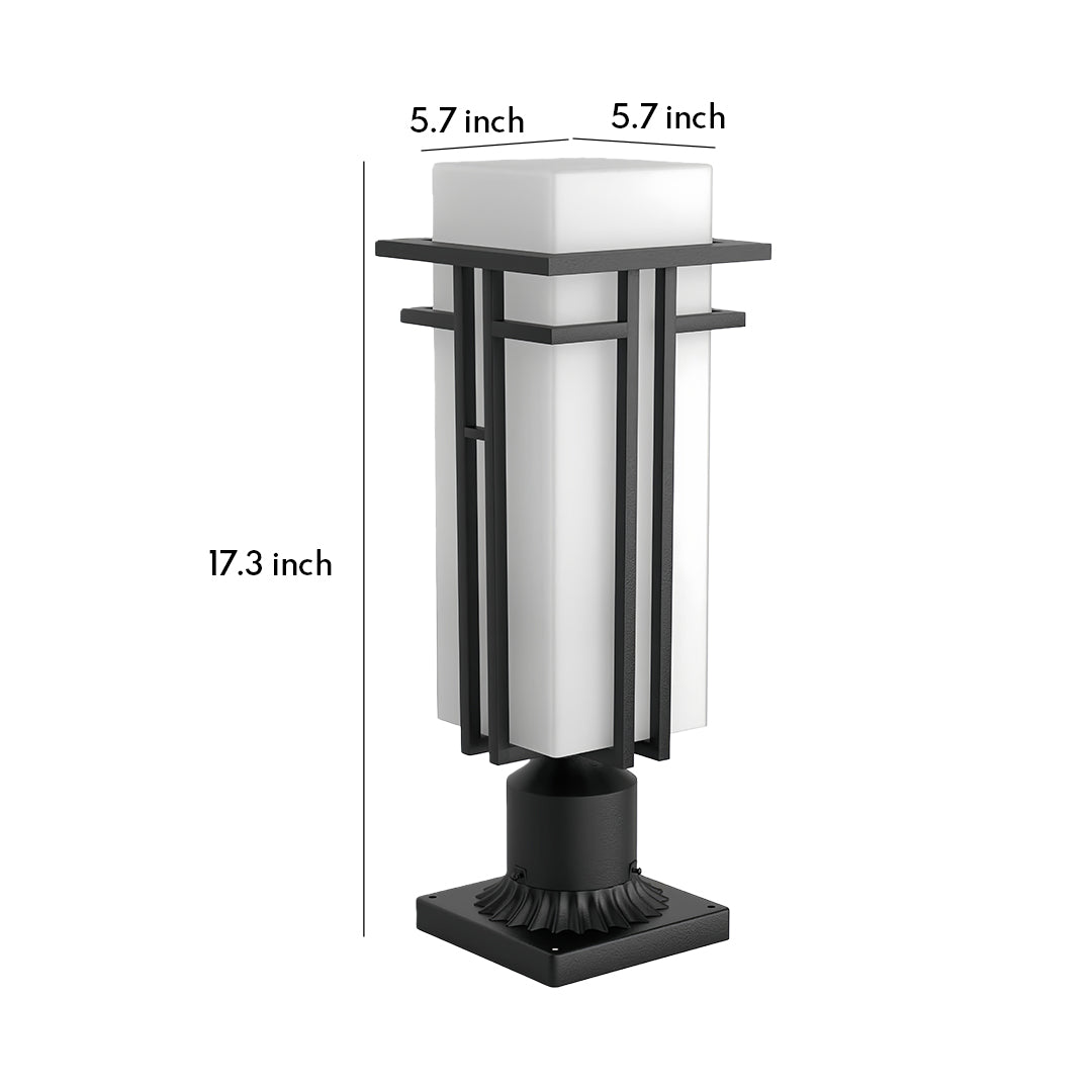 Retro Outdoor Bollard Path Light — Black Die-Cast Aluminum, Frosted Glass, 7W 3000K, IP55 Weatherproof