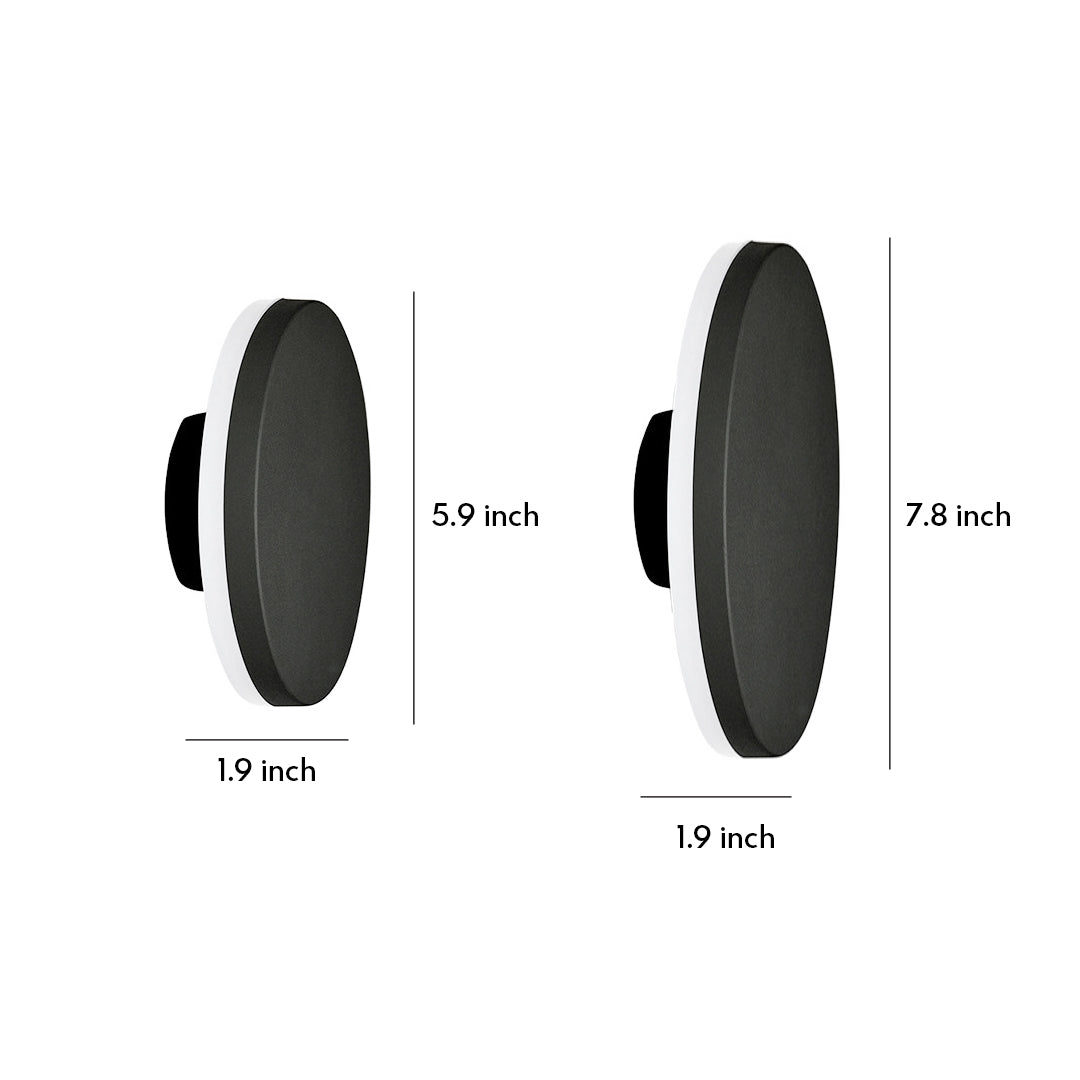 Modern Circular Outdoor Wall Sconce — Die-Cast Aluminum, Acrylic Shade, LED, IP54, 6" or 8"