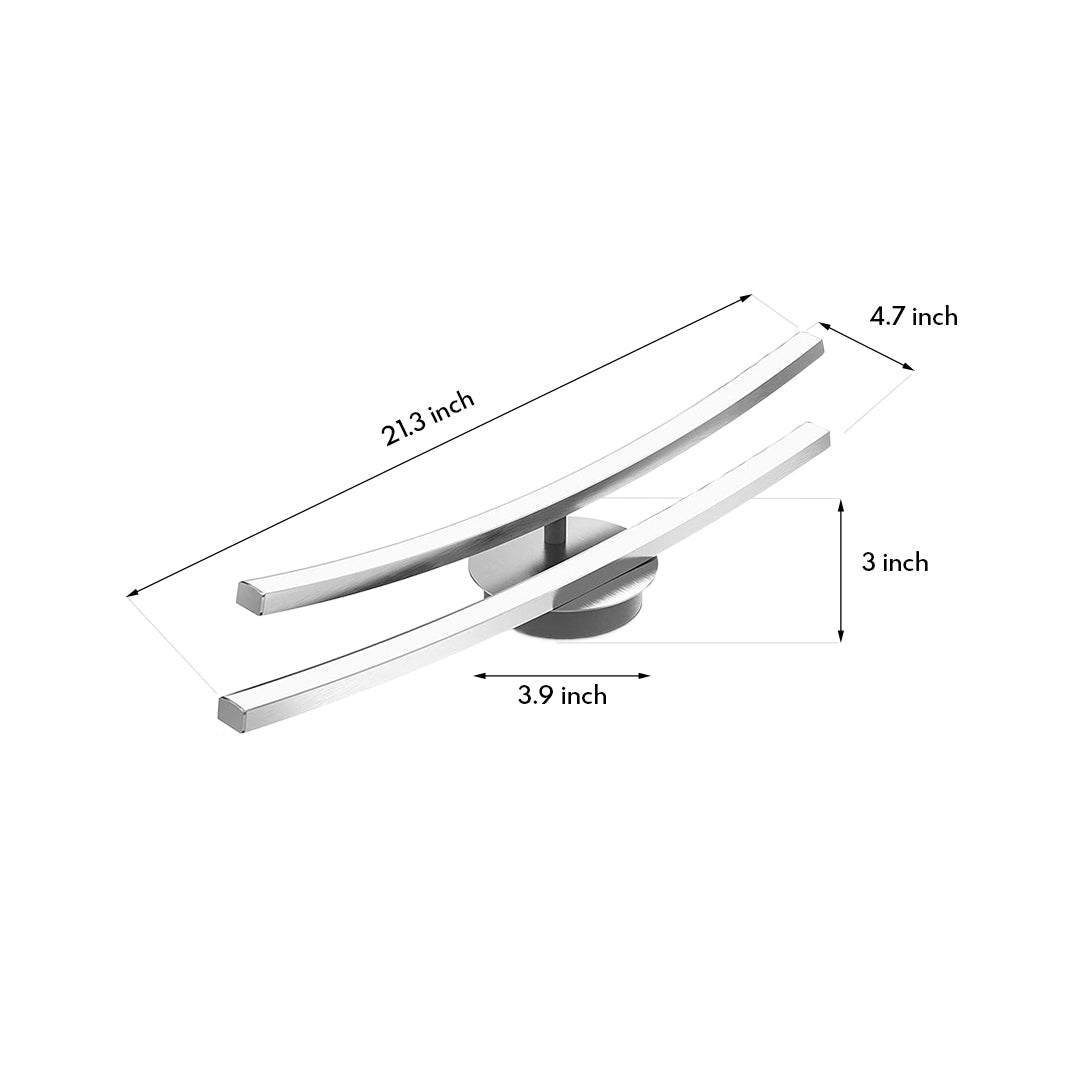 Modern Semi-Flush Mount Ceiling Light — Aluminum & Acrylic, 12W LED, 360° Rotating Dual Strip, Three-Color Dimming, Black or White