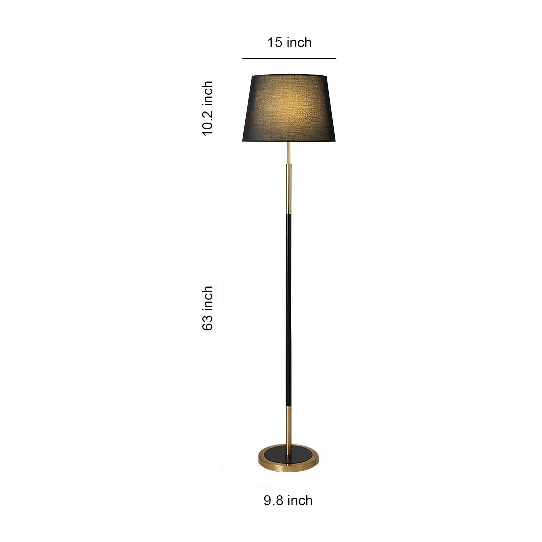 Country Style Vintage Wrought Iron Floor Lamp with Fabric Shade Luxe