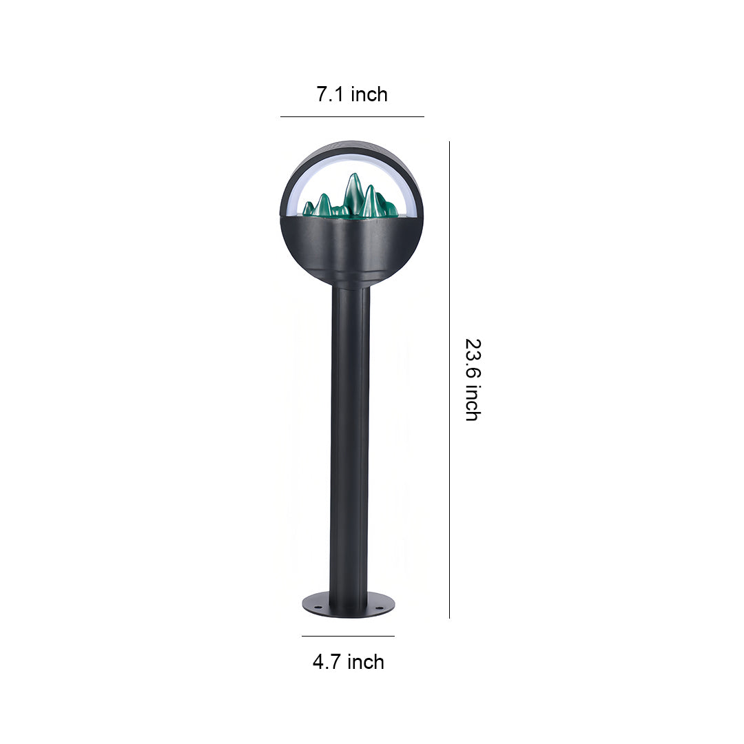 Frosted Globe Path Light — Black Aluminum, Hardwired LED, 10W, IP65 Weatherproof, 7.1" Dome