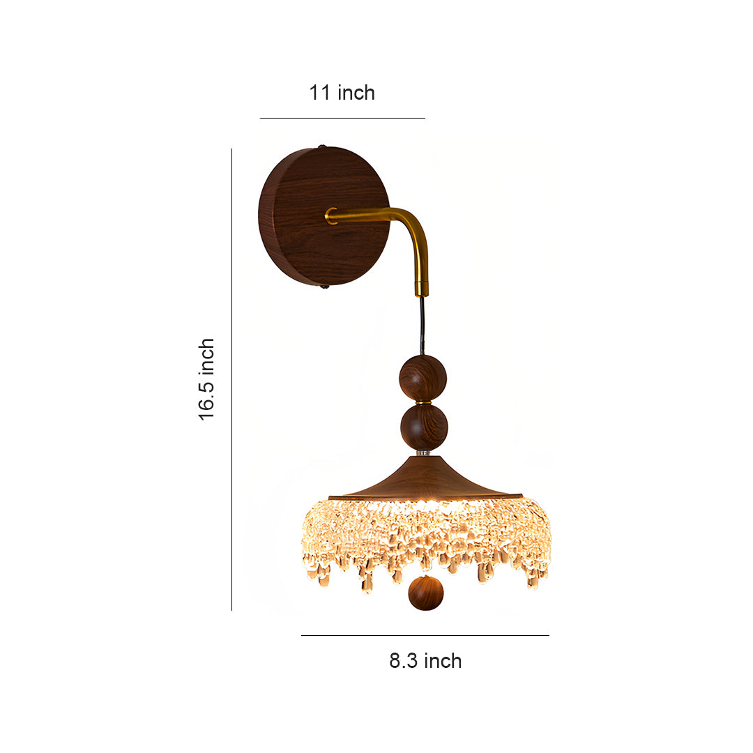 Teardrop LED Wall Sconce — Walnut & Iron, 15W Tri-Color Dimming, CRI 97, 11" × 16.5"