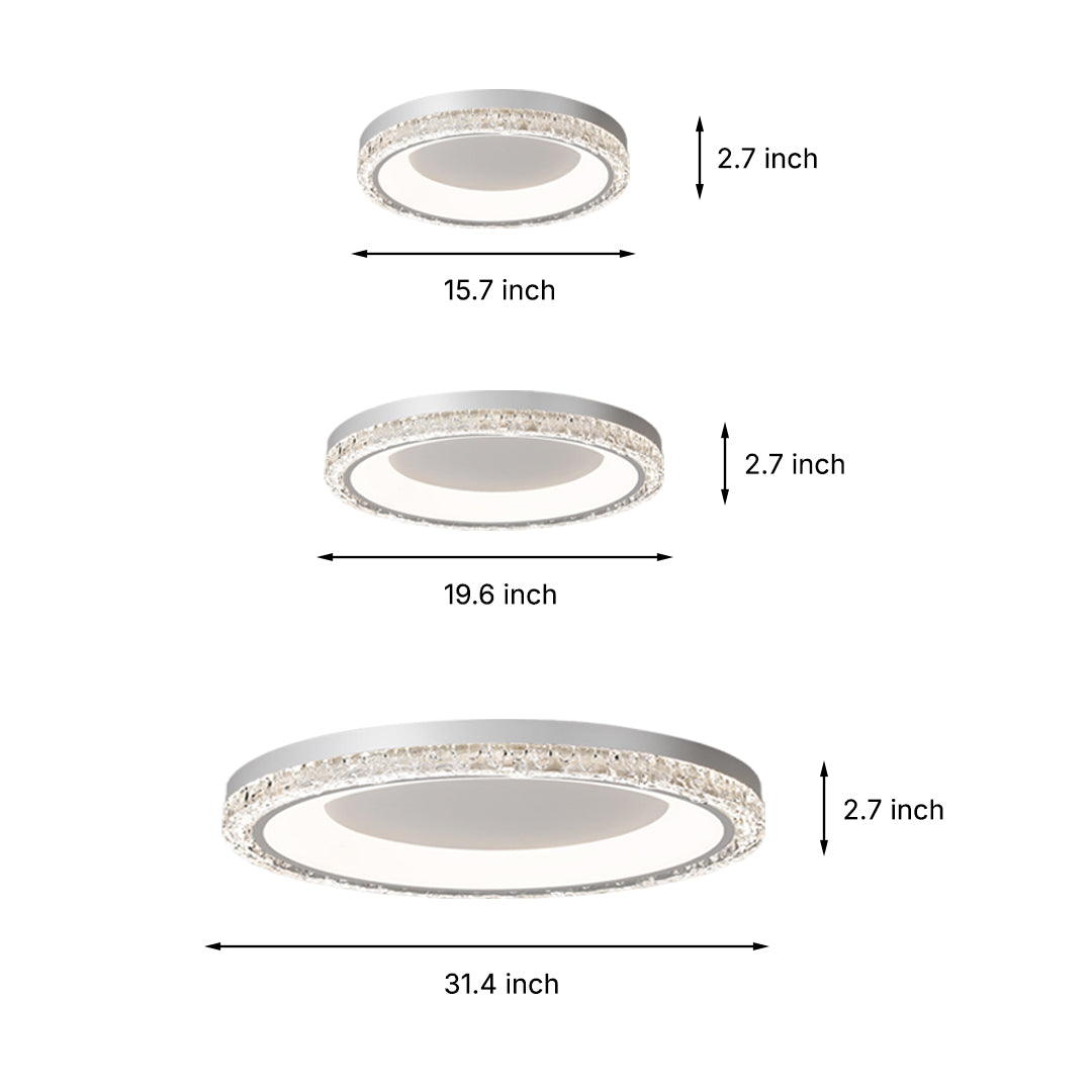 Minimalist Round Flush-Mount Ceiling Light — Metal and Acrylic, LED, 3-Step Dimming, 15.7" / 19.7" / 31.5"