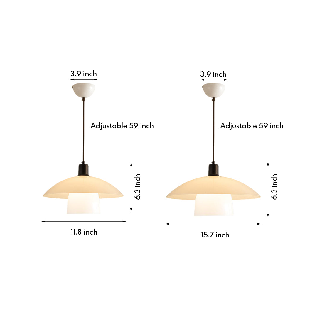 Wabi-Sabi Opal Glass Pendant — Iron, 1-Light, 30cm & 40cm, Three-Color Dimming, Adjustable Height