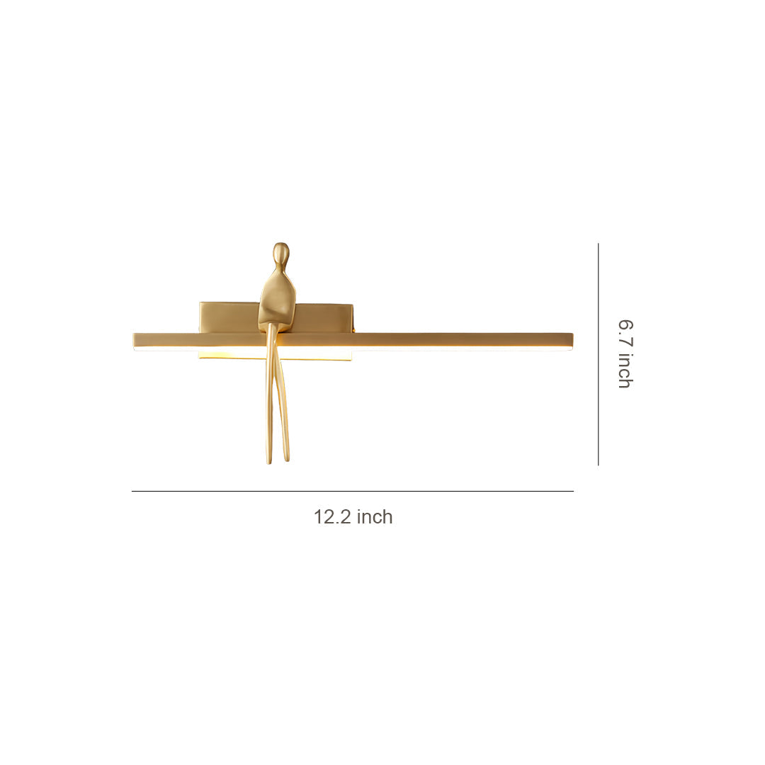 Minimalist Italian Man-Figure Wall Sconce — Full Copper, Acrylic, 5W LED, 3-Step Dimming