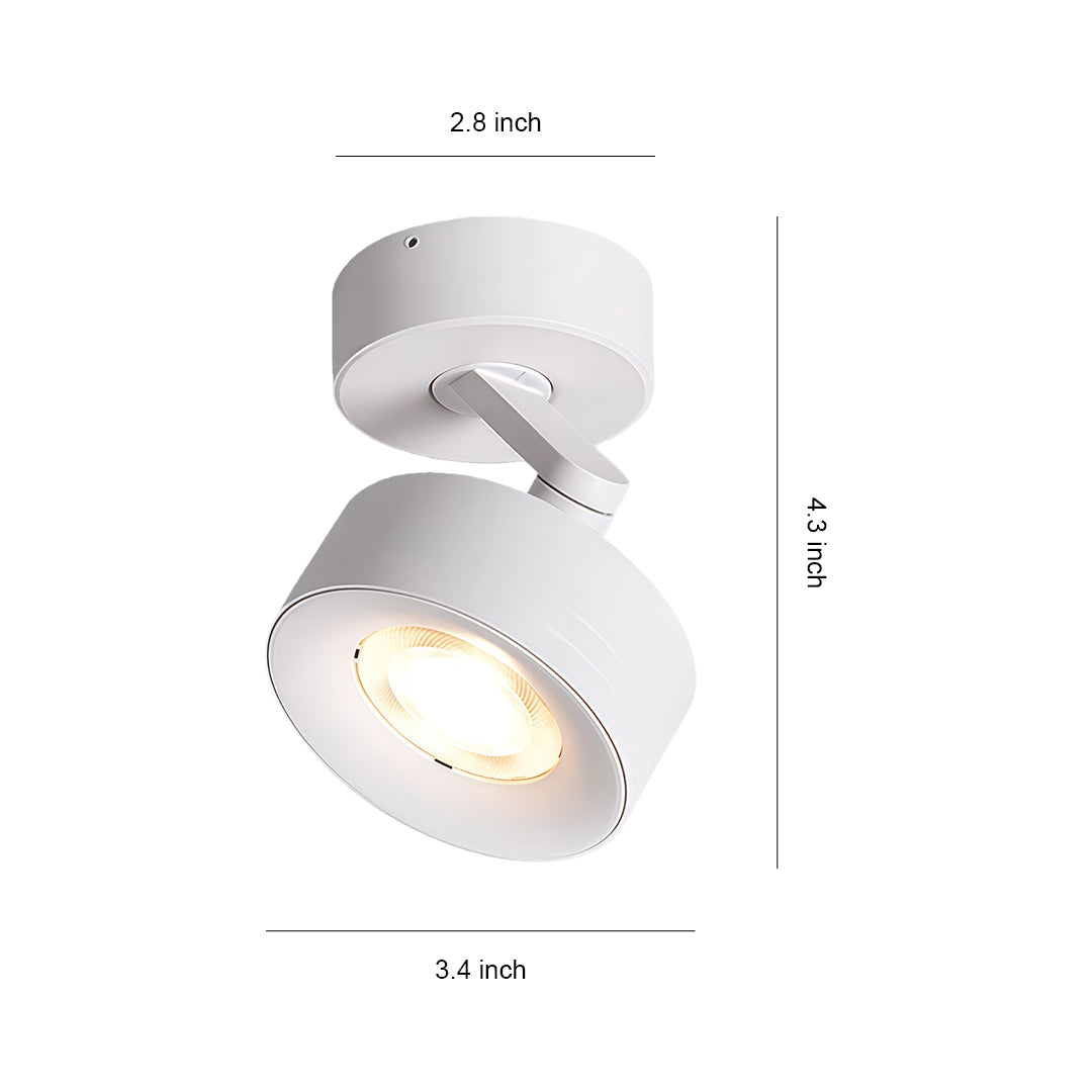 Adjustable LED Surface-Mount Spotlight — Aluminum & Acrylic, 10W, 350° Rotation, Ra98, 3000K / 4000K / 6000K, Black or White