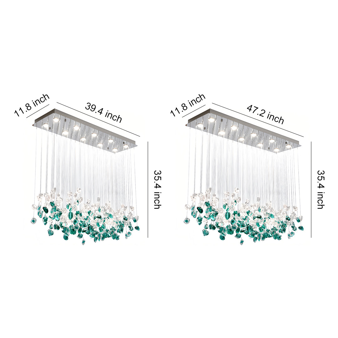 Irregular Beaded Hand-Blown Glass Chandelier — Stainless Steel, LED, 3-Step Dimming, 30/40W, French Vintage