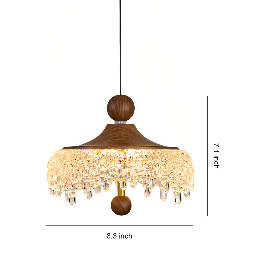 Teardrop Mini Pendant — Walnut Iron, Acrylic Shade, 15W, 3-Step Dimming (3000K/4000K/6000K), Adjustable Wire